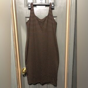 Ladies Brown& Black Strips dress Size L